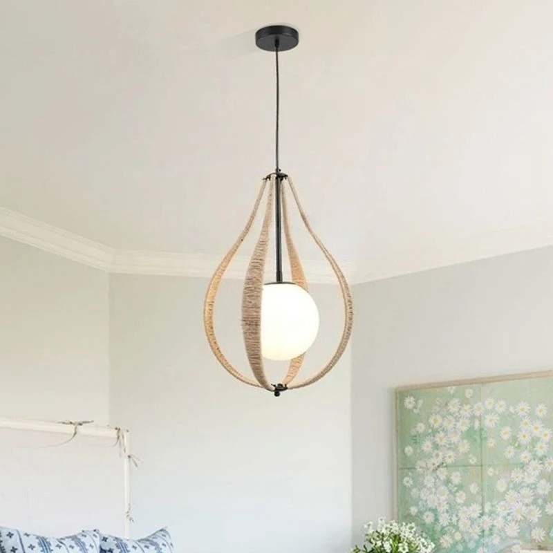 

New American Country Handmade Rope Pendant Light Industrial Style Dining Room Bedroom Study Lamp