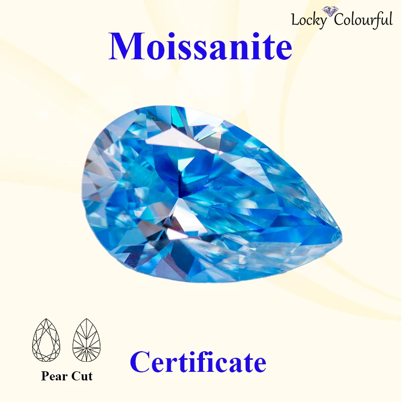 

Moissanite Pear Shape VVS1 Ice Blue Color Charms with GRA Certificate Beads for Diy Jewelry Making Necklace Main Materials