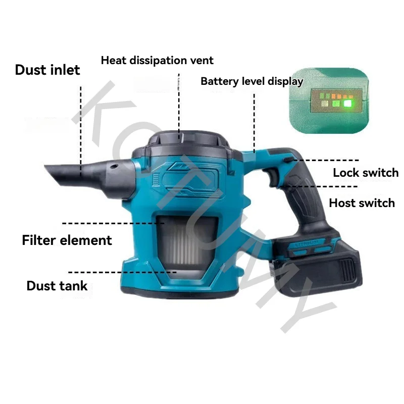 21V electric vacuum cleaner, dry and wet vacuum cleaner, carpet cleaning electric tool, 500W
