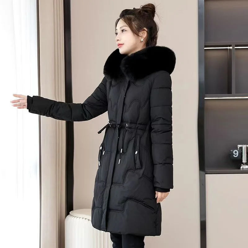 Cotton-padded Coat Women's Middle School Long Hooded Winter Trend In 2024 Cotton-padded Coat Slim Padded Warm Coat Fashion Coat