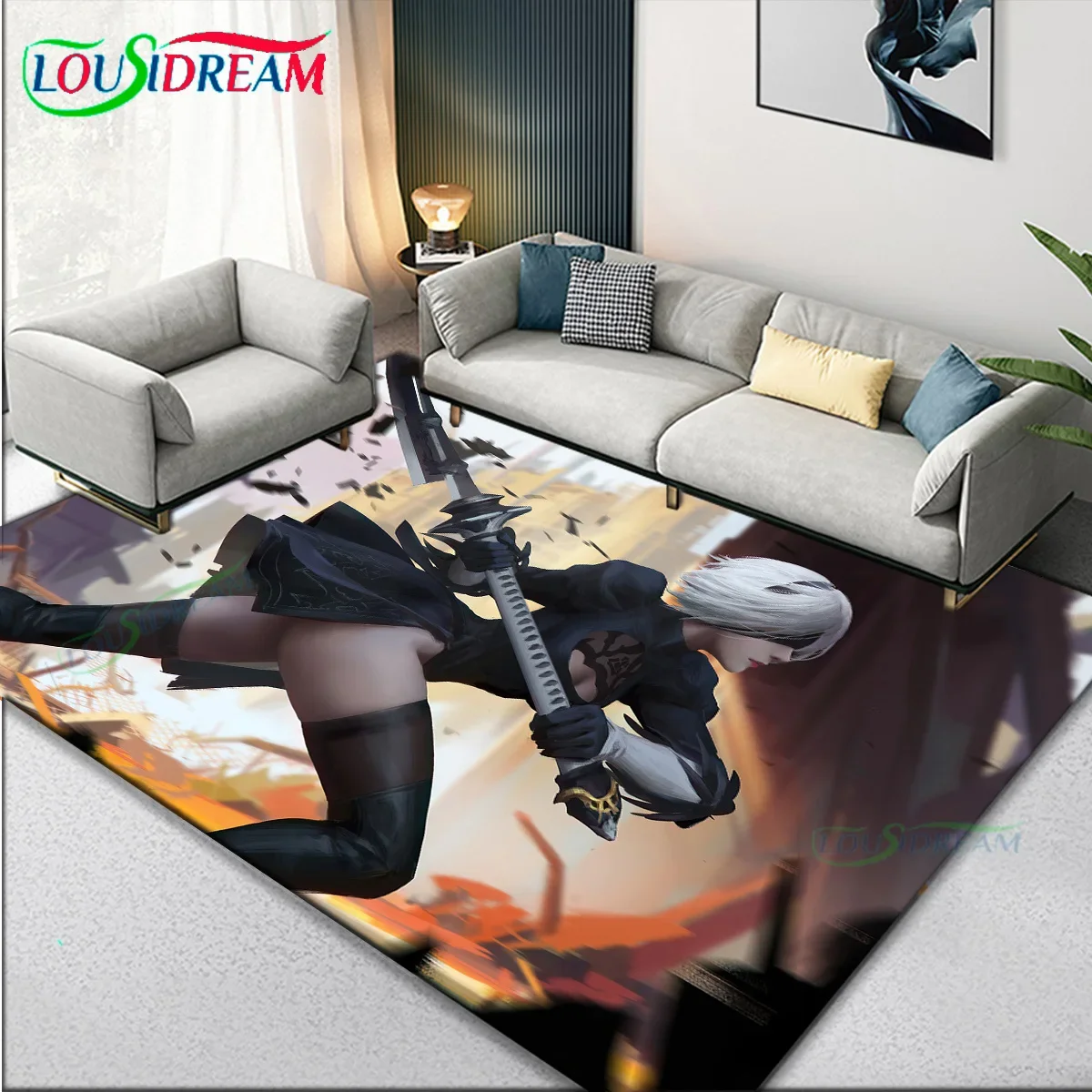 2b Blade Of The NieR Automata Large Area Carpet Rug for Living Room Bedroom Decor Playing Door mat entrance door Decoration Gift