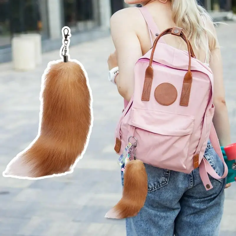 Faux Tail Keychain Unique Multipurpose Fluffy Fox Tail Furry Tails Keychain Stylish Fluffy Furry Tail Bag Charm Pendant Animal