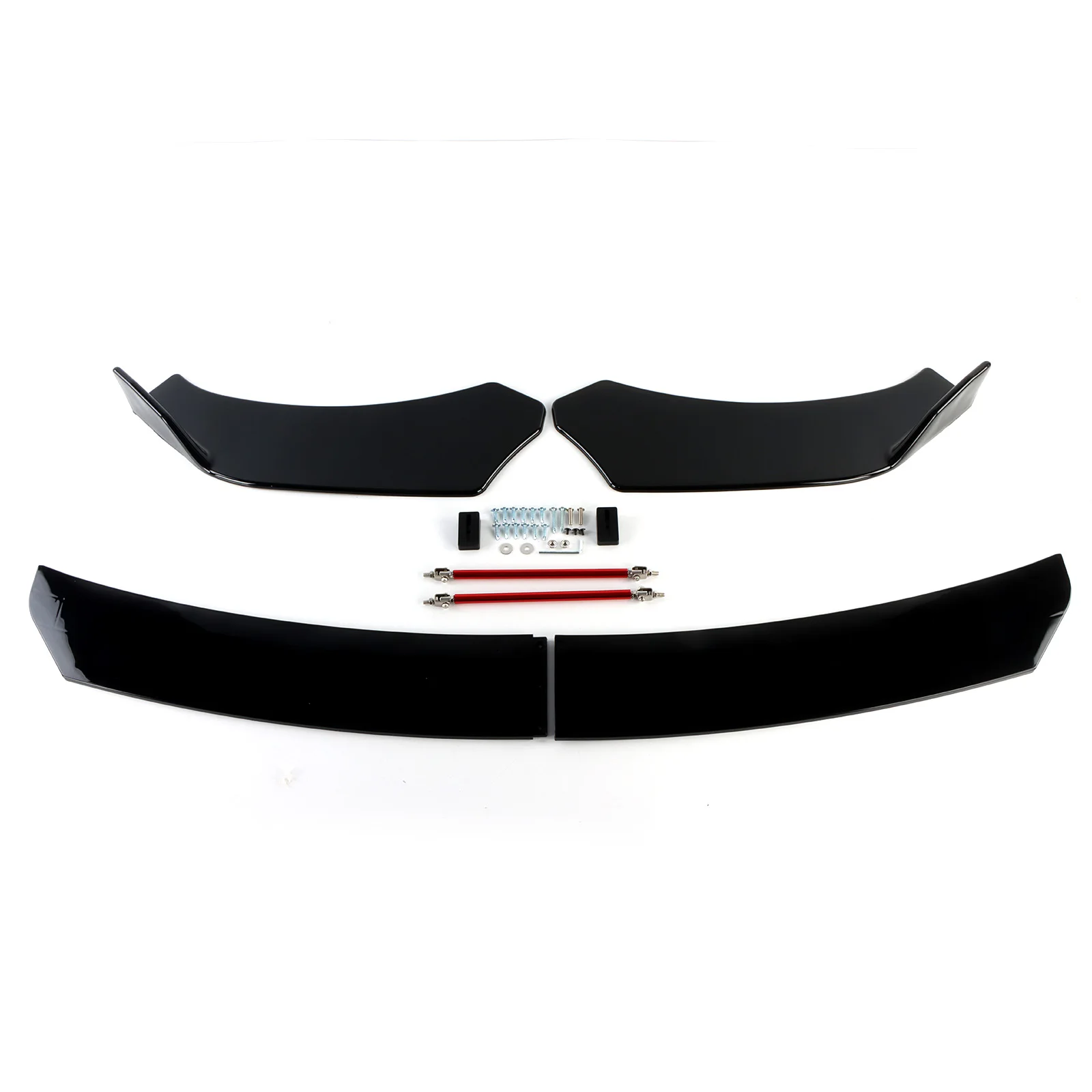 1Set Universal Great Quality Front Bumper Lip Splitter + Strut Rods Kit Car Interior Replacement Parts Accessories