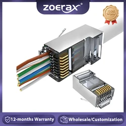 ZoeRax 50 adet RJ45 Cat5e Cat6 konektörler-geçişli konnektör 30μ altın kaplama 3 Prong 8P8C modüler fişler-1.1mm