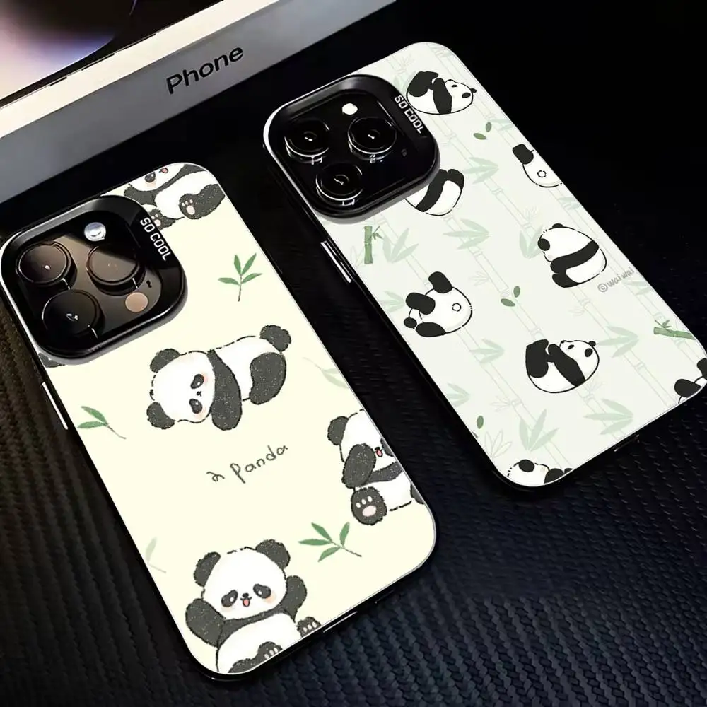 

Cute panda and green plant decoration Phone Case For iPhone17,16,15,14,13,12,11 Plus,Pro Max Black Matte Shockproof Cover