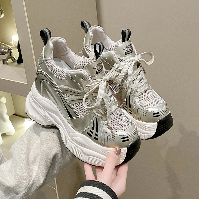 Designer Shoes for Women Microfiber Leather Women's Daddy Shoes Spring Autumn New Luxury Casual Sports Women's Sneakers
