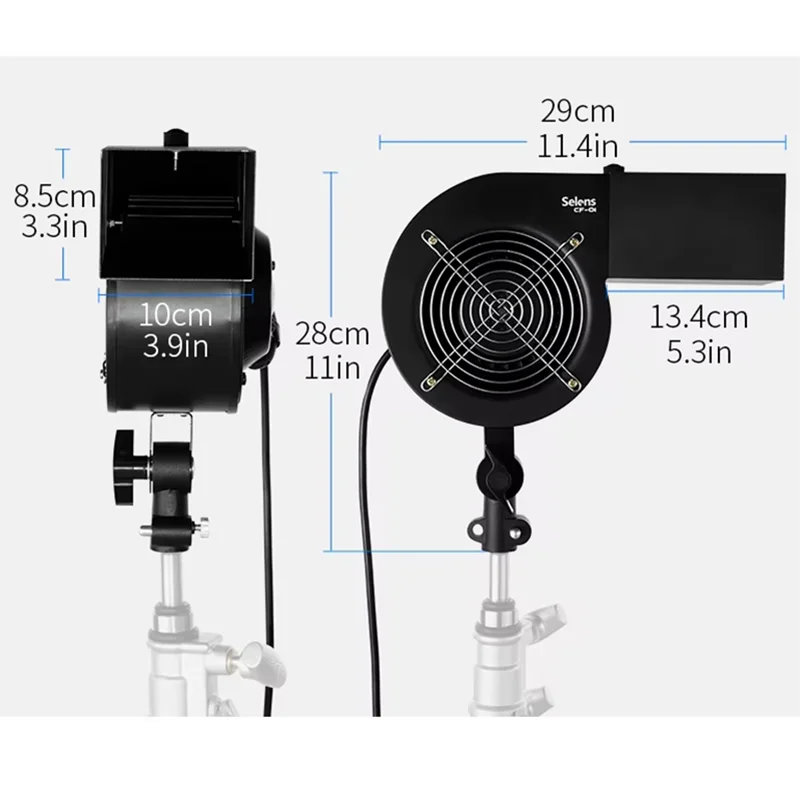 Selens CF-01 accesorios de fotografía de estudio fotográfico ventilador de pelo de viento ventilador de corriente para tomar fotos de retrato de moda