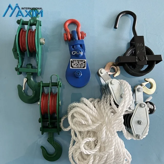 Heavy Duty Alloy Steel Double Sheave Hook Type Wire Rope Lifting Pulley Block