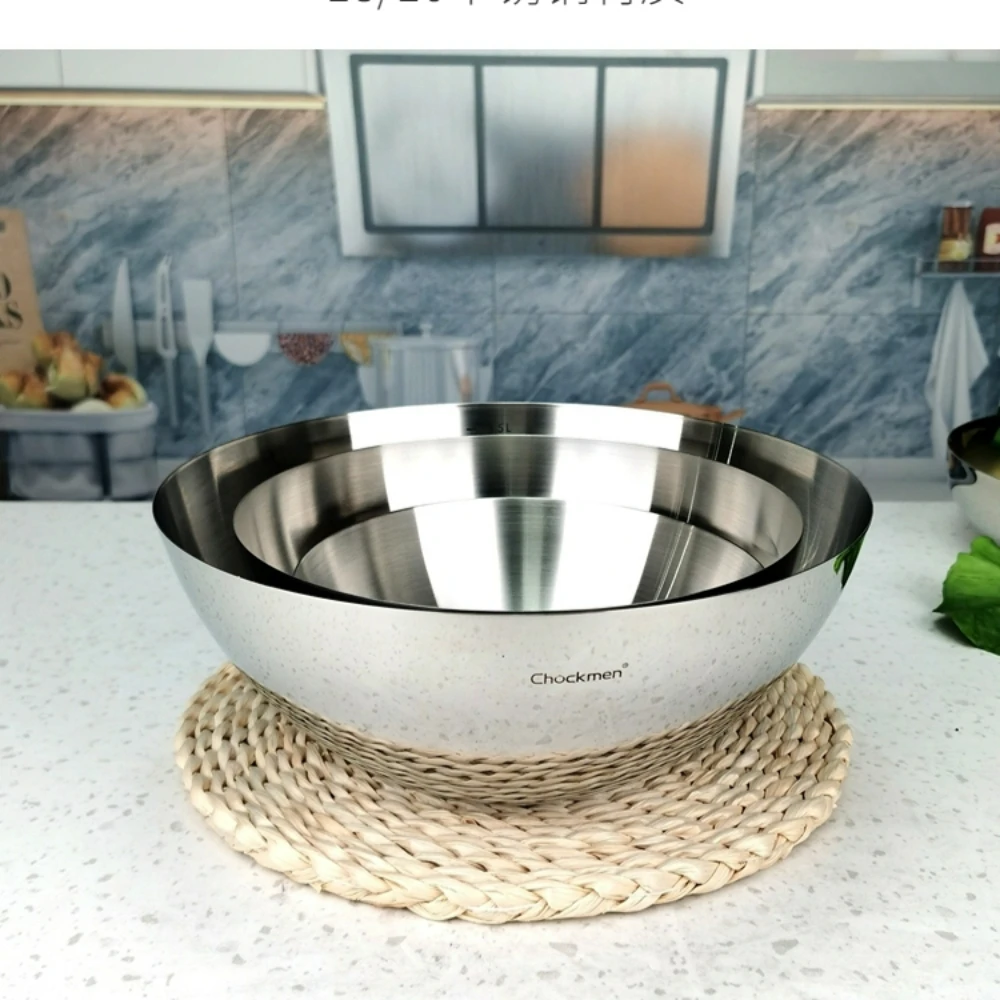 18/10 Stainless Steel Fruit Bowl Salad Basin Multi-purpose Baking Cooking Basin 18/22/27cm