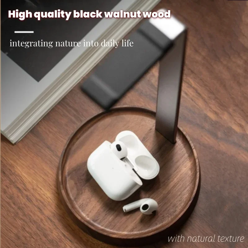 E-sports Gaming Headphone Stand Hanger Metal Alloy with Black Walnut Headset Holder Wooden Headphones Bracket Storage Display