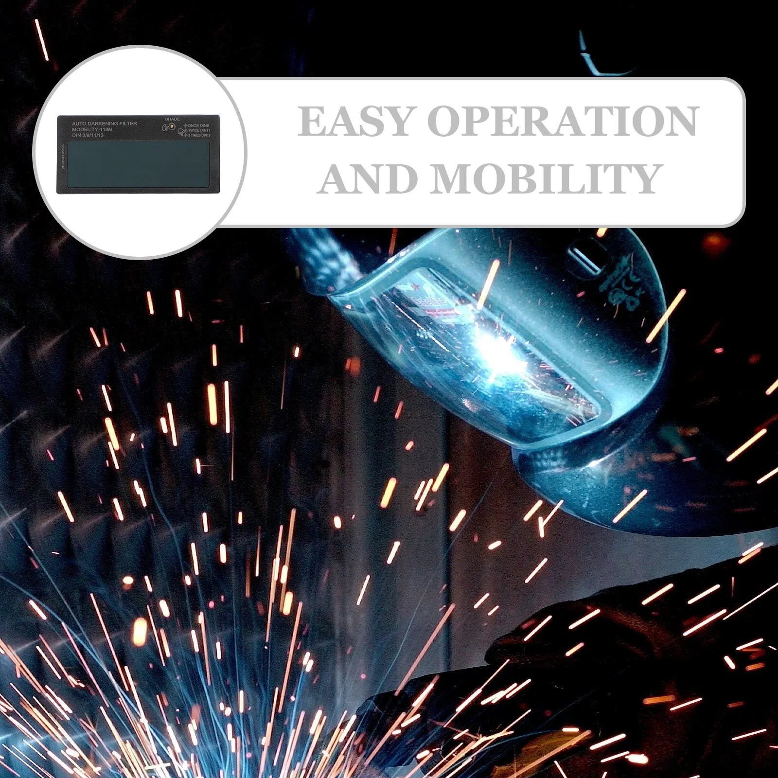 Replacement Auto-Darkening Welding Lens Solar Powered Fast Switching Filter for Mask Visor Lightweight Comfort Secure Fit