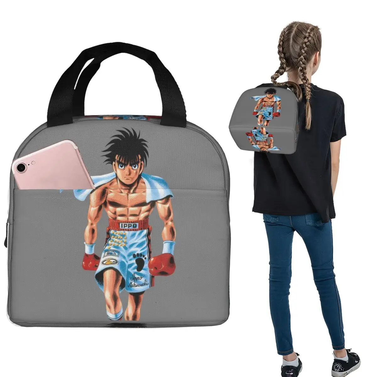 

Hajime No Ippo Ready For Fight Insulated Lunch Bag for Women Children Leakproof Food Boxes Thermal Lunch Box Tote
