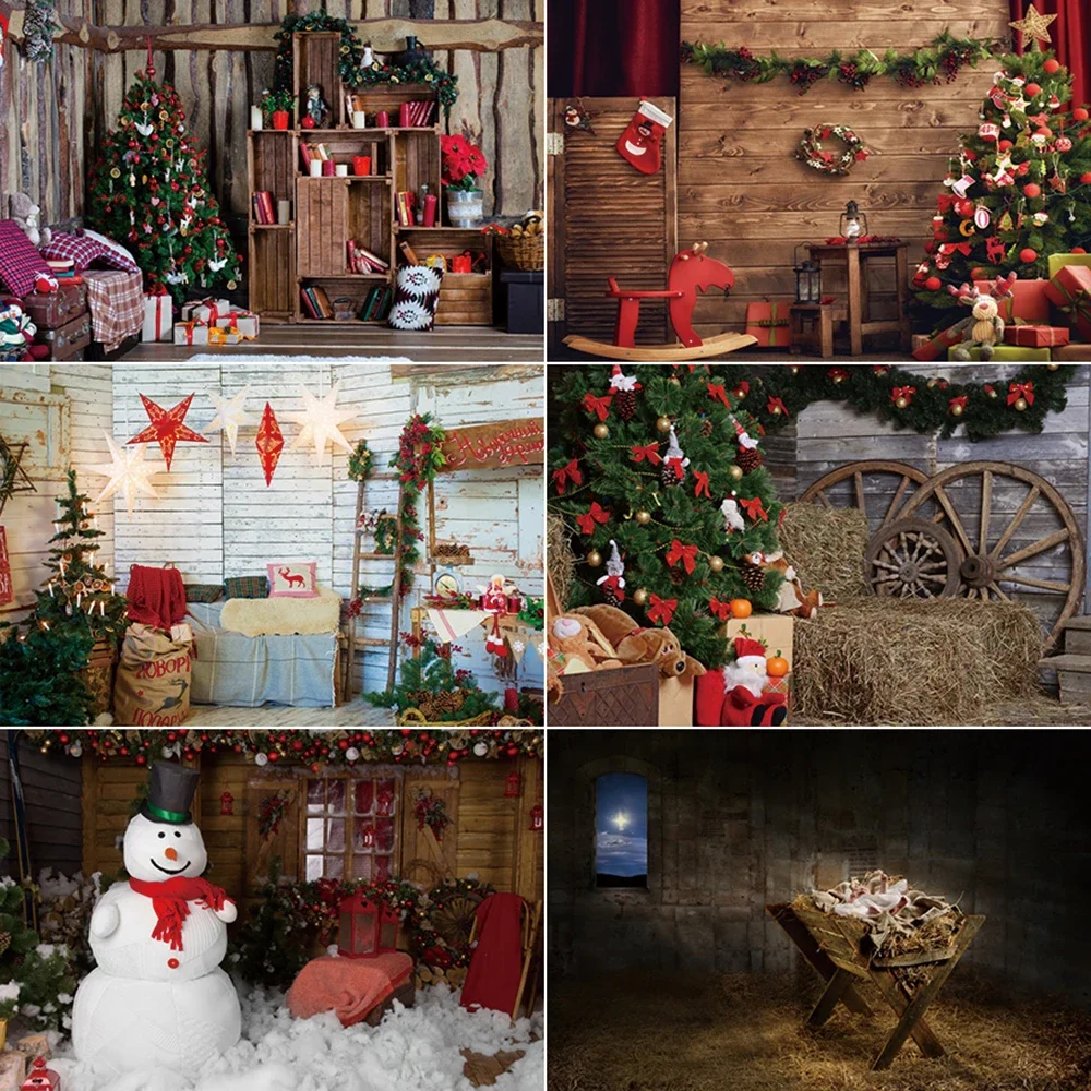 MOON.QG 2025 Christmas Background Photography Warehouse Woden Gifts Photocall Backdrop Child Photo Studio Photocall Props