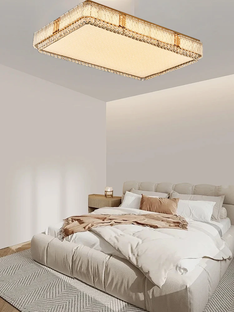 

2024 Gold Rectangle Modern Ceiling Lamps Led Home Decoration Living Room Light Fixture Modern Lustres Cristal De Techo