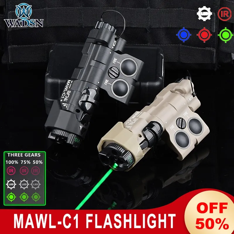 

Nylon MAWL-C1 Flashlight Tactical Weapon Light Hunting Aiming Indicator Red/Green/Blue Laser+White FlashLight+IR Spotlight Mawl