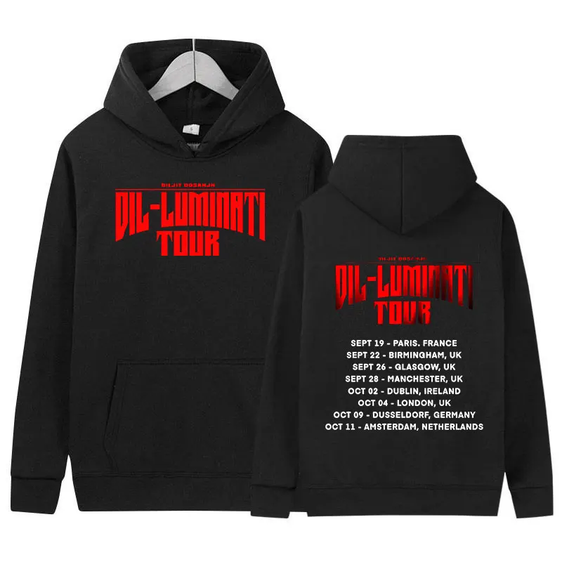 Singer Diljit Dosanjh Dil-Luminati Tour 2024 Print Hoodie Men Hip Hop Fashion Oversized Sweatshirt Loose Clothing Pullover Hoody