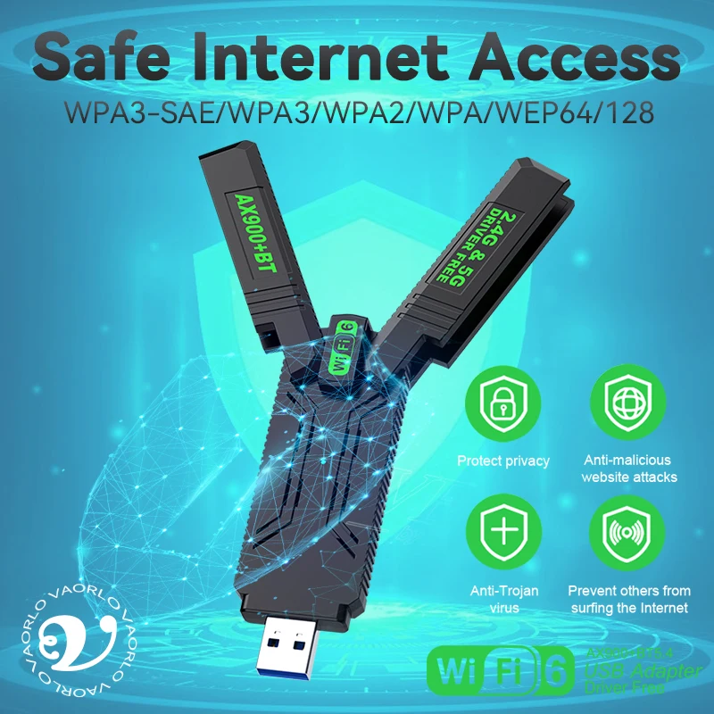 2-in-1 WIFI6 AX900 USB WiFi Bluetooth 5.4 무선 어댑터 듀얼 밴드 2.4G+5GHz 4개 안테나 802.11AX USB3.0 900Mbps WiFi 6 고속 네트워크 카드 수신기 동글 PC 노트북 WIN 10/11 드라이버 무료