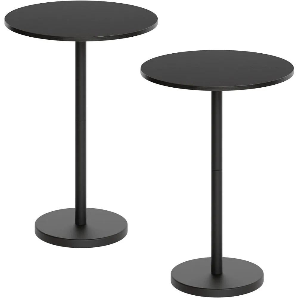 Metal Frame Round Bar Table Set for 2, Counter Height, Suitable for Bistro, Dining, Living Spaces
