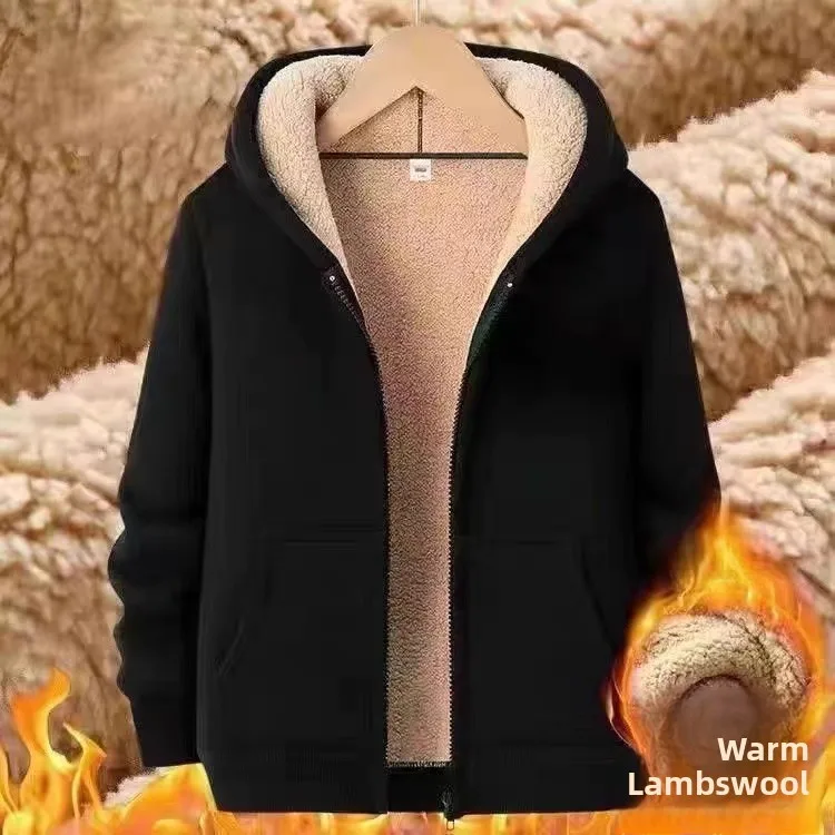 Sweat-shirt en velours d'agneau pour hommes, doublé de Fce, ample, décontracté, résistant aux taches, vêtements d'extérieur de travail d'automne et d'hiver