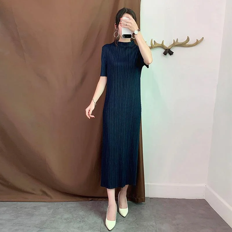 Chique emagrecimento plissado midi dr tamanho grande saia de camada base feminina primavera verão casual faion japonês sle saia de fadas