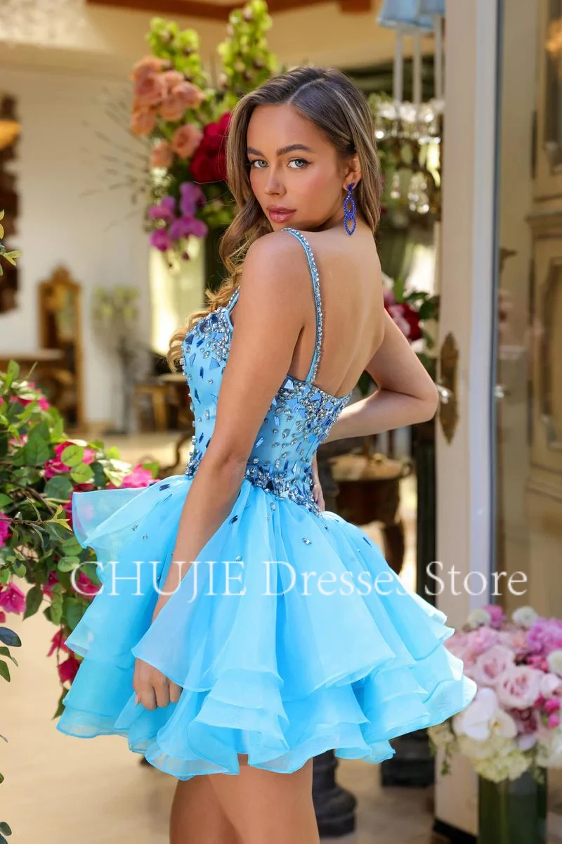 Mini Tiered Homecoming Dresses Women Cocktail Dress A Line Sequins Prom Gowns Sweetheart Formal Occasion Gowns