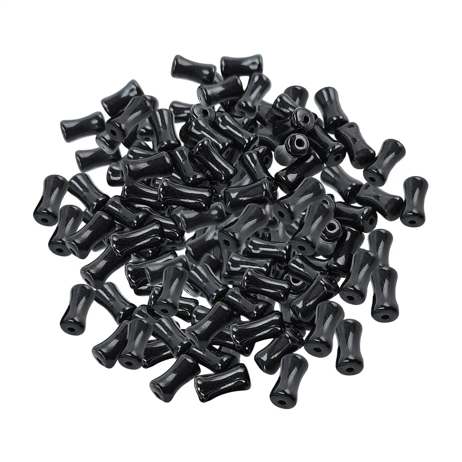50pcs Black Glass Beads Set Phone Chain & Jewelry Crafting Accessories DIY Art Supplies for Kids Adults, Home Projects