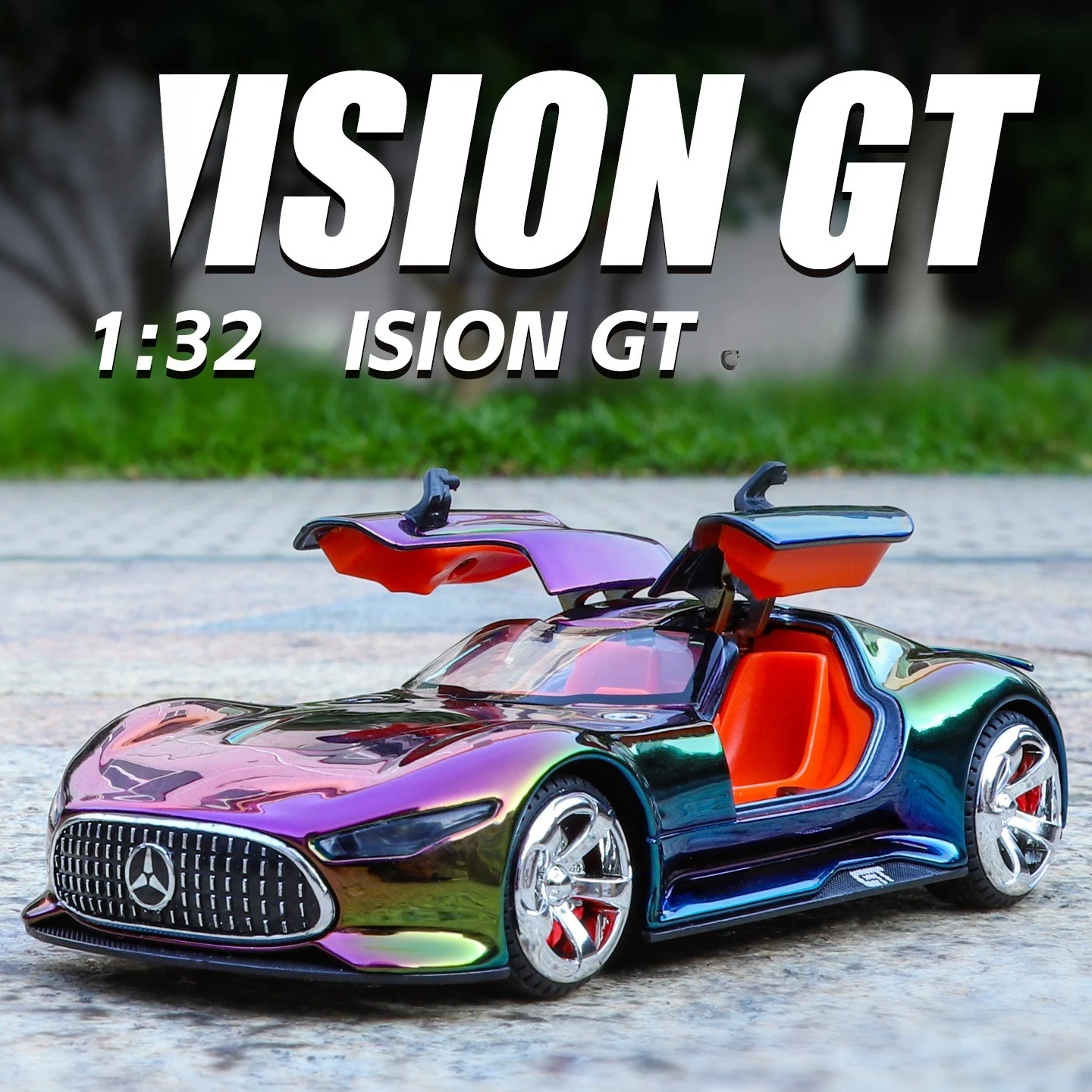 1:32 großes GT-Modellauto mit Galvanisierung, Simulations-Legierungssportwagenmodell mit Sound und Licht, Rückzieh-Spielzeugauto, Großhandel