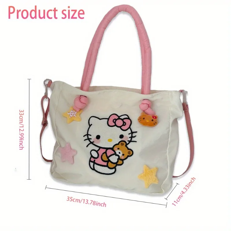 Sanrio HelloKitty Single Shoulder Bag Cartoon Pink Girl Inclined Shoulder Bag Cute Woman Fashion KT Cat High Capacity Leisure