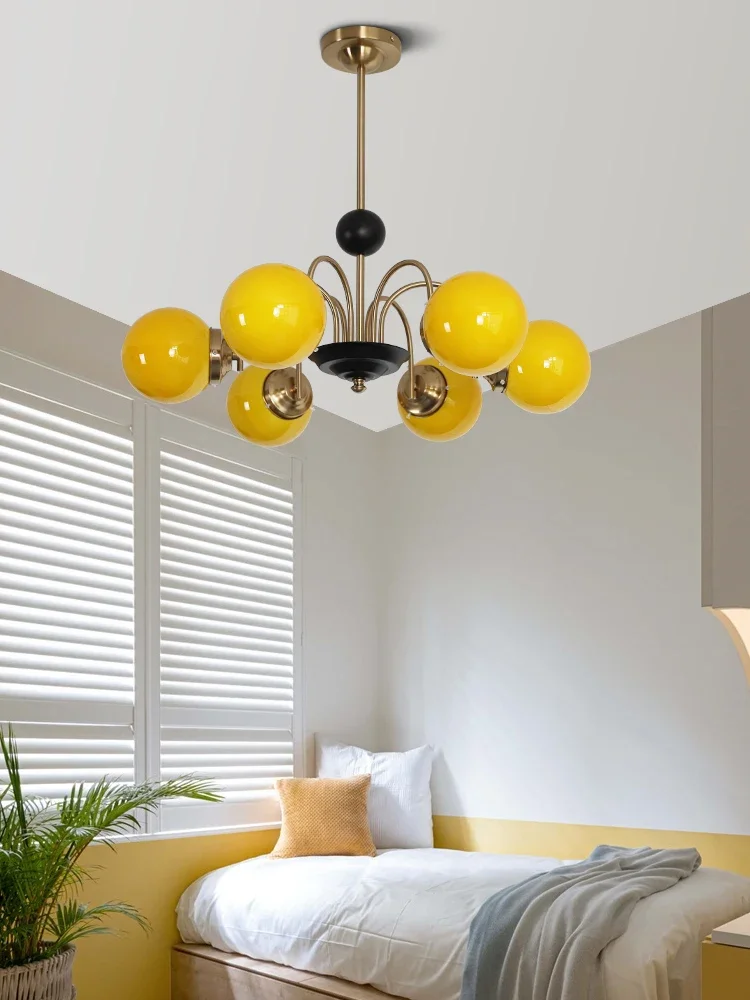 Modern simple milk white glass ball chandelier, space wind living room, dining room, bedroom, ancient vintage lamp