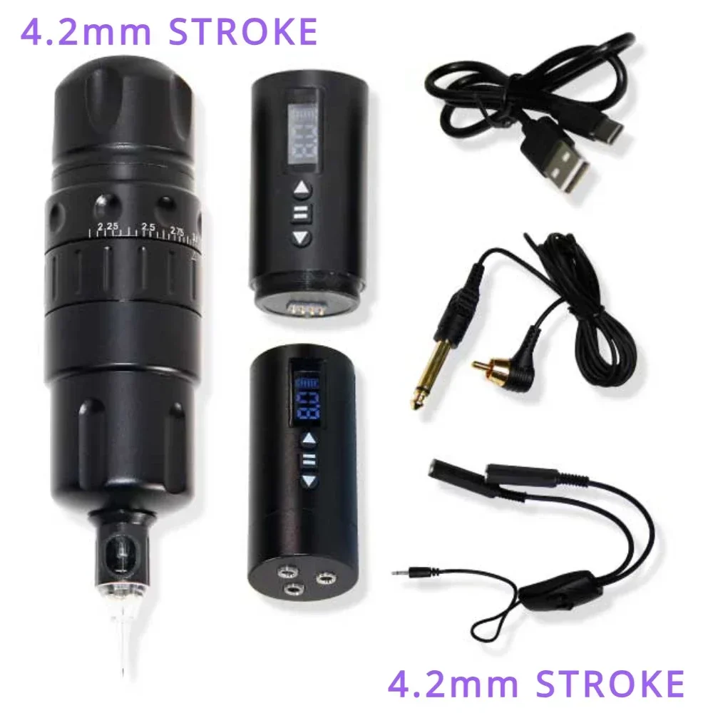 4.2mm stroke Rechargeable Wireless Pen High Capacity 1800mah Battery Tattoo Pen Machine Tattoo pen