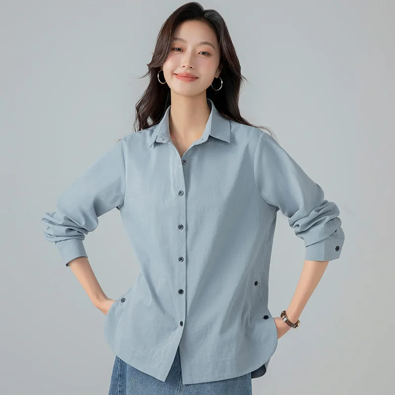 Neue Koreanische Stil Modische Frühling Herbst Casual Revers Top Für Frauen Vielseitig Und Bequem Lose Und Stilvolle Abnehmen Hemd