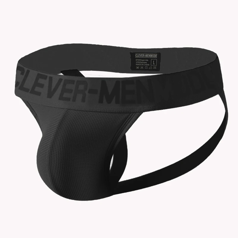 CLEVER-MENMODE Mesh Thong Jockstrap Men Sexy Penis Pouch Underwear Thin Open Butt Panties Erotic Lingerie Buttocks Underpants