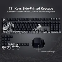 Shine Through Keycaps PBT Dye Sub Keycap Set Teclas de impresión lateral 129 teclas Cherry Profile Keycaps Wave of Kanagawa Llave de doble disparo
