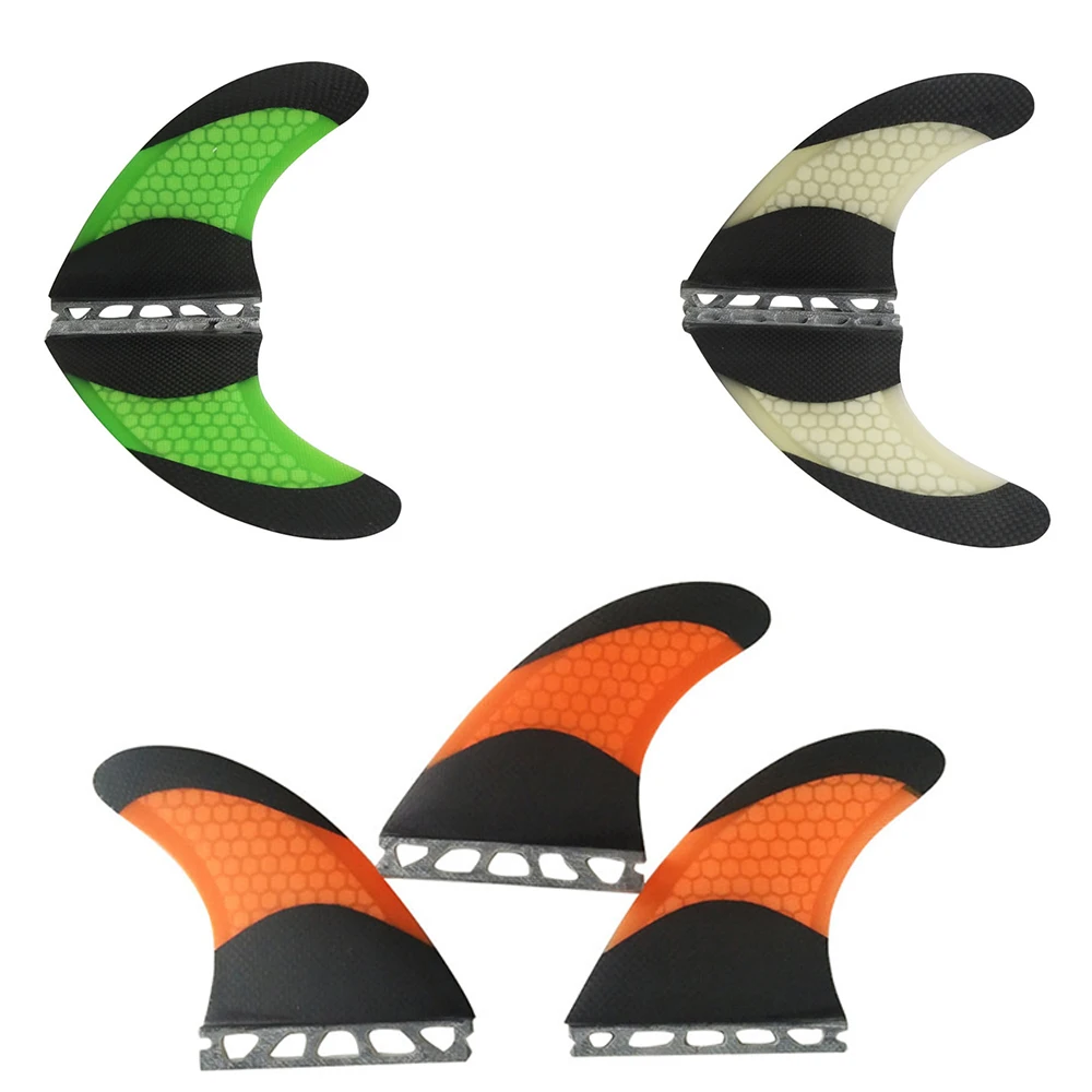 Green/Orange/White With Black Fibreglass UPSURF FUTURE G5/G7 Surfboard Fins Honeycomb Single Tabs Surfing Fins 3 pieces per set