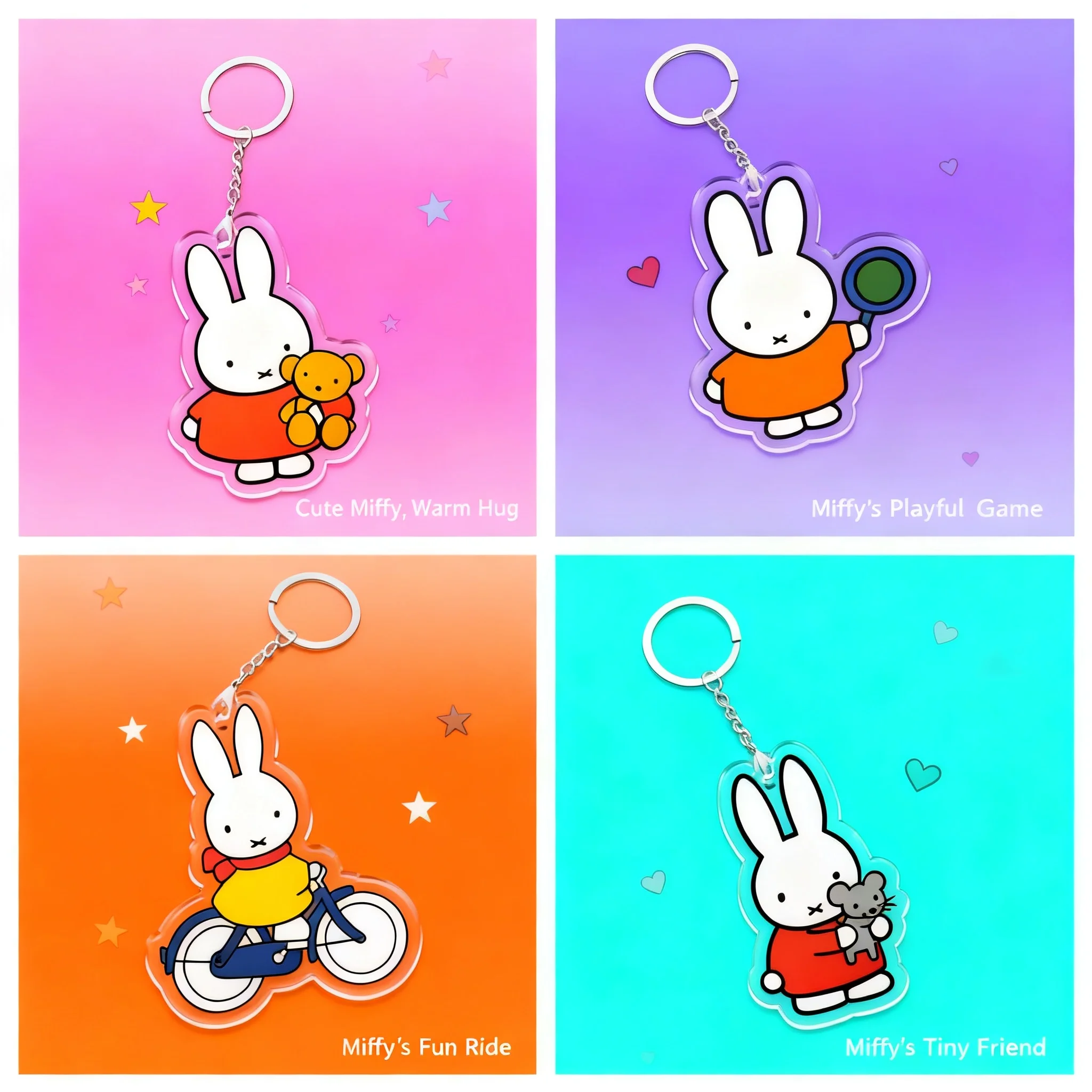 

Miffy Rabbit Cute Anime Keychain Kawaii Multi Style Simple Cartoon Creative Backpack Water Cup Pendant Decorative Girl Gift
