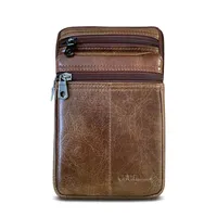 Real Cowhide Hip Bum Cell Phone Case Belt Fanny Pack Casual Cross Body High Quality Genuine Leather Men Waist Hook Shoulder Bags