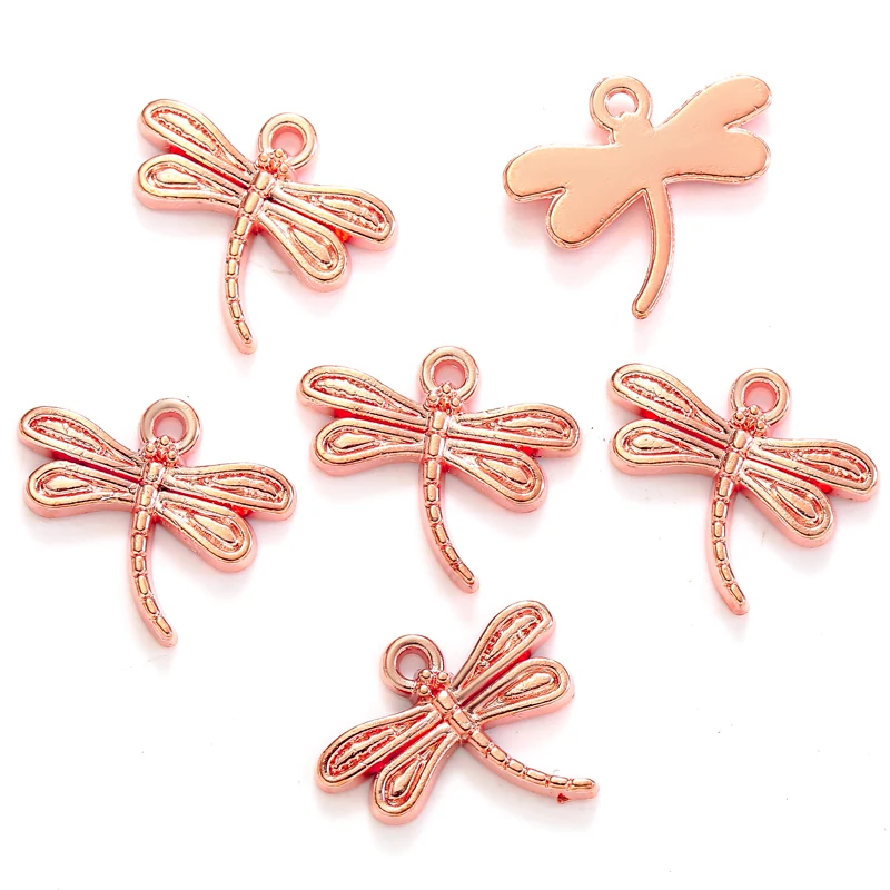 20pcs 6 Color Alloy Metal dragonfly Charms For Earring necklace Pendants DIY Handmade Jewelry Accessories Making 17*15mm D2121