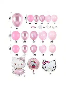 115個可愛三麗鷗Hello Kitty鋁箔氣球套裝 粉紅色卡通主題婚禮派對裝飾 女孩生日派對氣球 10 最佳銷售 Hello Kitty婚禮 - №5