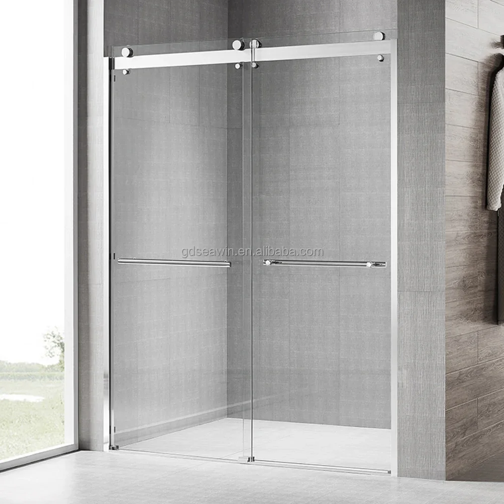 

10mm Tempered Clear Bathroom Glass Partition Double Sliding Frameless Shower Door