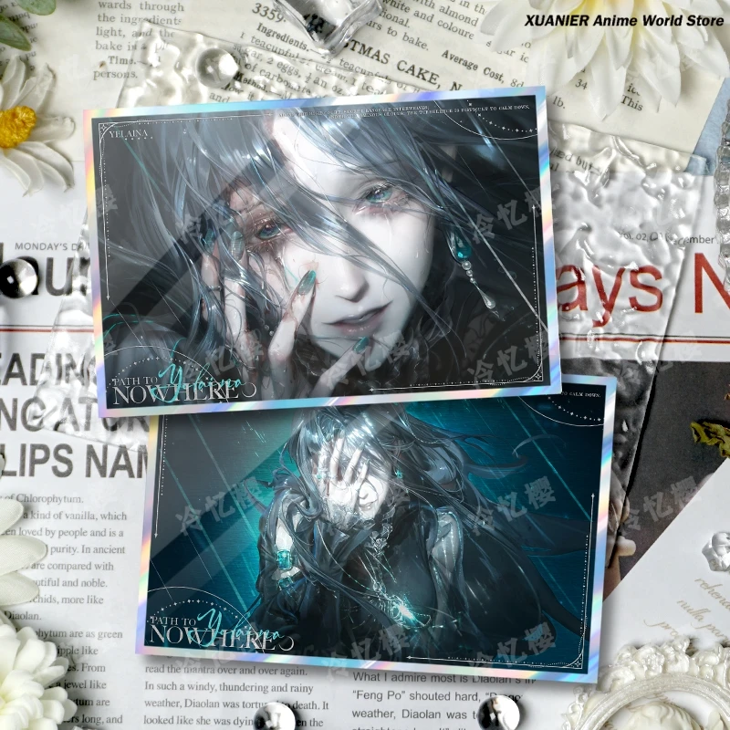 

Anime Path to Nowhere Jelena Ariel Acrylic Double Flash Color Card Collection Colored Paper Signature Card Desktop Ornament
