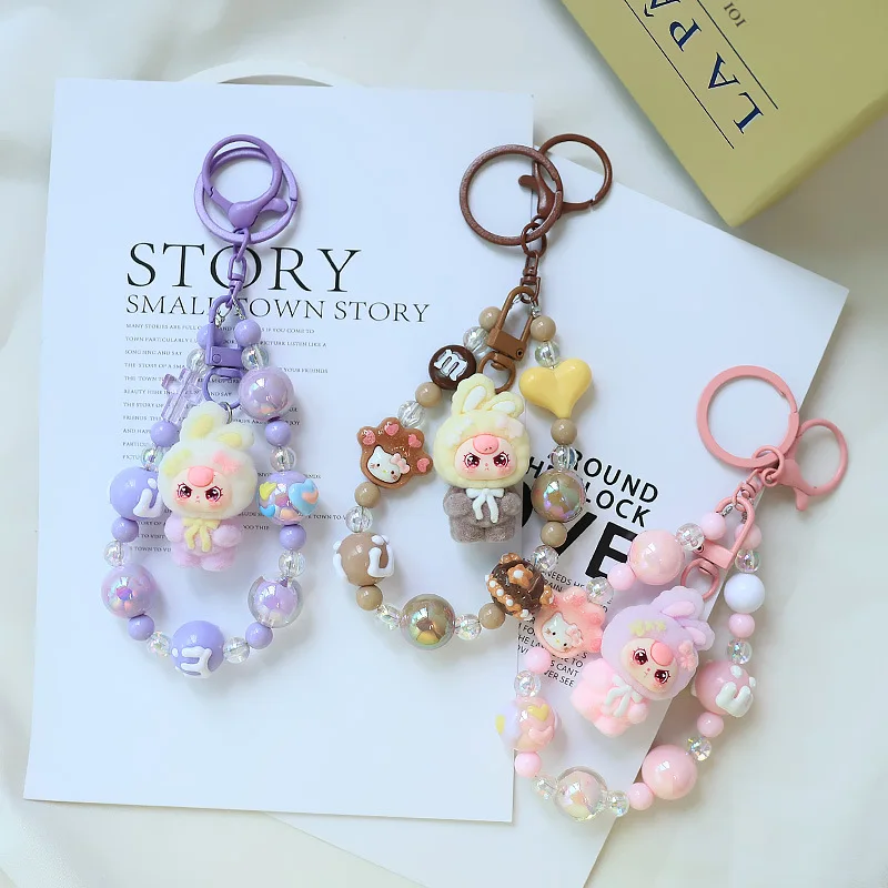 

1 piece of cute rabbit-eared baby three-year-old keychain pendant, cute girl doll bag pendant