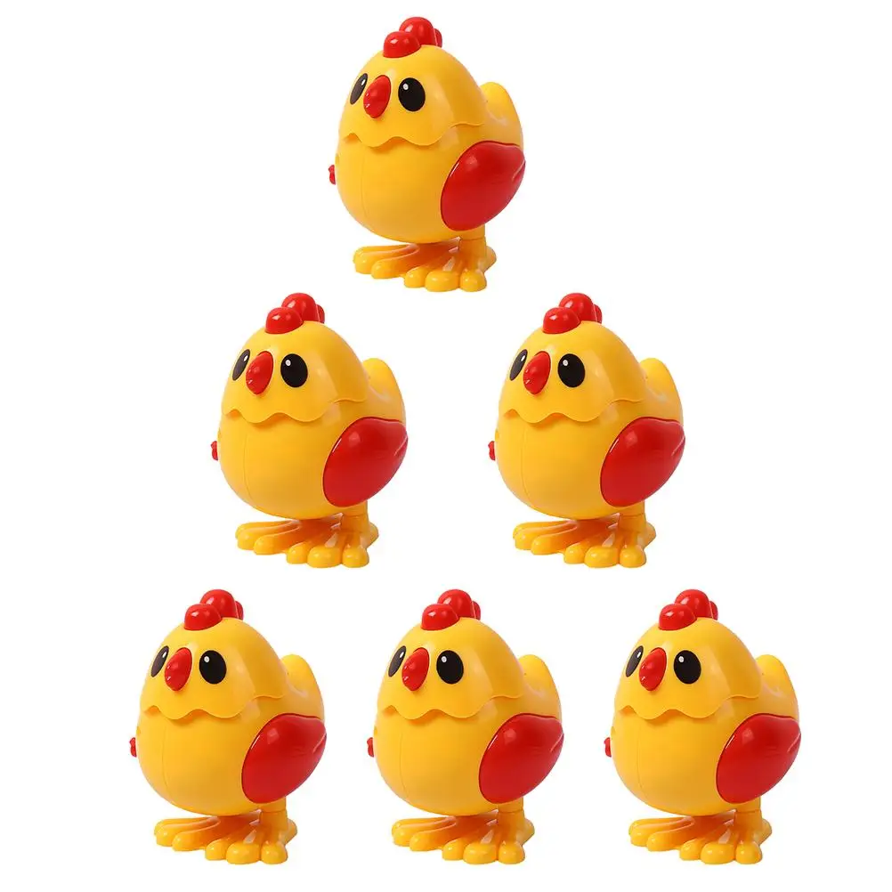 6 Pcs Wind Up Chicken Toys Plastic Toddler Clockwork Spring Toys Easy Grasp Improve Coordination Imagination Party Gifts Real