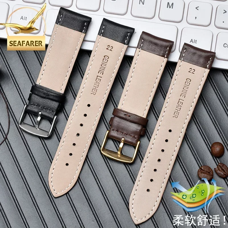 Genuine Leather Watch Strap for Armani Watch Band Ar0382 Ar2447 Ar1970 Men\'s and Women\'s Cowhide Watchband Bracelet 20 22mm