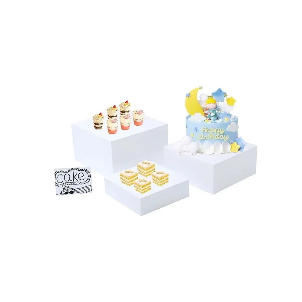 

3Pcs Buffet Risers,Dessert Table Display Set, Catering Supplies Buffet Display,Acrylic Risers Display Stands, White Acrylic