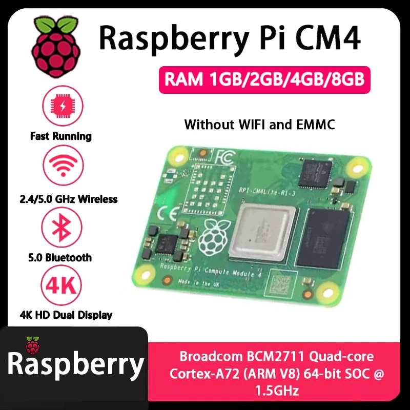 Raspberry Pi CM4 1GB/2GB/4GB/8GB RAM Rpi ComputeModule 4 4GB/8GB/16GB/32GB EMMC Wifi اختياري أداء معزز أصلي