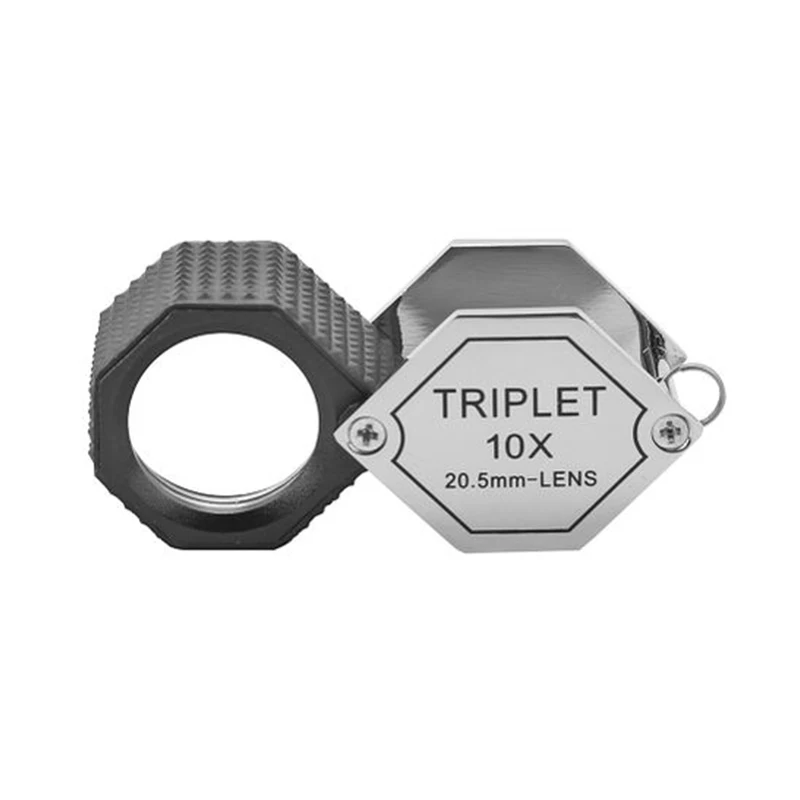 Professionele Juwelier Loupe Zeshoekige Rubberen Grip 10X20.5Mm Diamanten Edelstenen Identificeren Gereedschappen Mini Opvouwbaar Vergrootglas