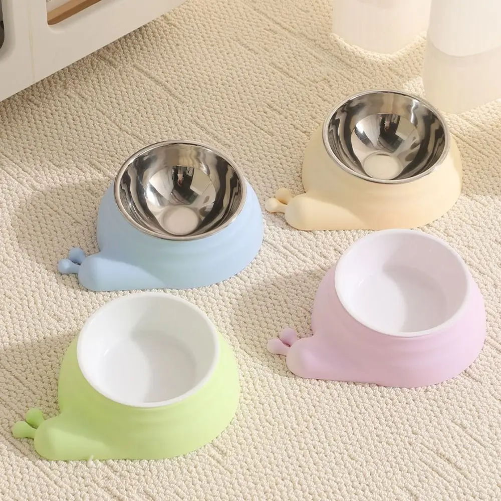 

Stainless Steel Pet Cat Feeder Bowl Snail Shap Anti-spill Food Water Bowls Anti-leakage Non-slip Food Storage Container Home