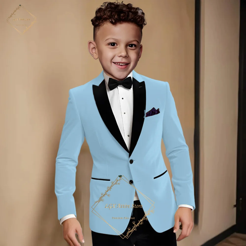 Boys suit dress 2 piece suit, custom velvet collar tuxedo 2 buttons wedding party cocktail party for children birthday gift