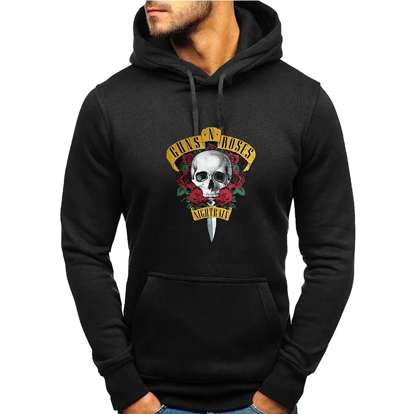 

Men's Hoodie Winter Fashion Activewear Long Sleeve Guns N Roses Harajuku Cotton Print Sweatshirt New Loose Pullover Hip Hop Tops