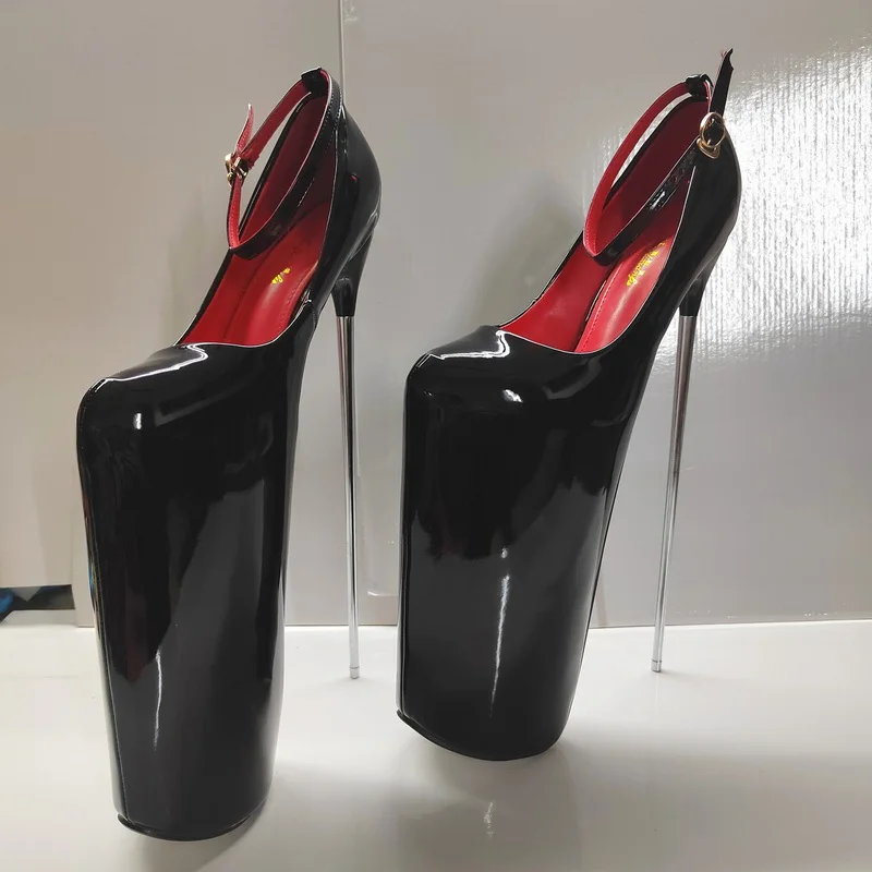 FHC Extremely High Heels 30cm Stage Show Pole Dance Shoes,Women Platform Pumps,Thick Bottom,Ankle Strap,Black,Red,,Green,White,